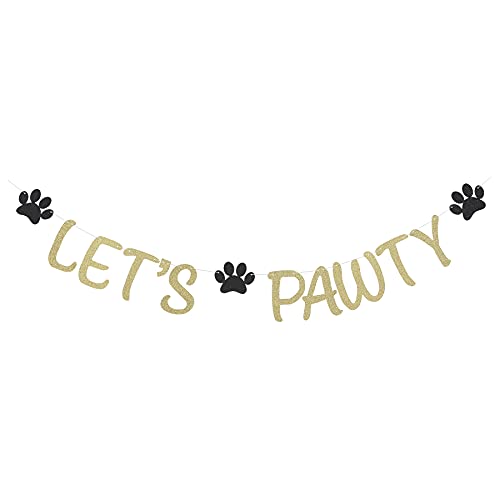 Goldenes Glitzer-Banner mit Aufschrift "Let's Pawty" Cover