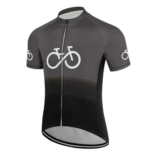 Mateju Color Sólido Degradado Maillot Ciclismo Hombre Verano, Ropa Ciclismo Hombre con Cremallera,Transpirable Secado Rápido Camisetas Manga Corta,para Deportes de Interior/Exterior (Gris Oscuro,M)