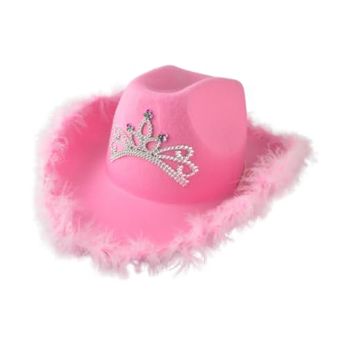 Harilla Sombrero de vaquera, accesorios para fotos, sombrero de vaquero occidental para fiestas, escenarios, Rosa
