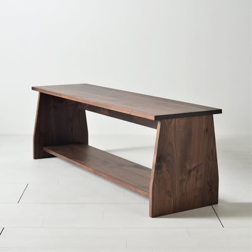 座面の下にモノが置けるシェルフベンチ ウォールナット無垢材 ベンチの他にもパソコンデスクやテレビボーとしても使えます