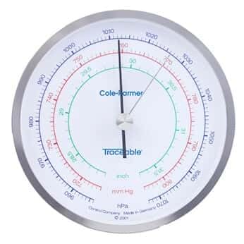 Traceable Three-Scale Dial Barometer with Calibration; mbar/"Hg/mm Hg