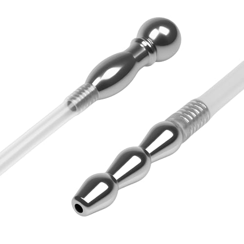 Image of Romi Chastity Device Cock Cage Accessories Catheter Urethral Sound Long Silicone Male Urethral Tube Hollow Stainless Steel Penis Plug Male Sex Toys