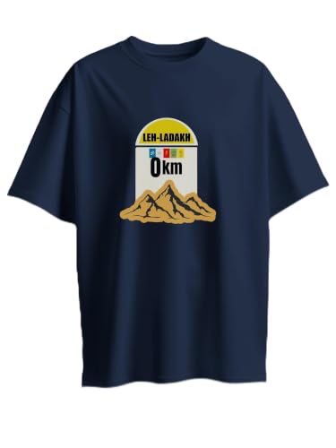 Image of T-Shirt for Men - 100% Cotton Ladakh Motorcycle Rider Half Sleeve Round Neck Graphic Print | Regular & Oversized Fit | 180 /220 GSM | S-5XL | Black, Navy Blue, Olive, Red, White