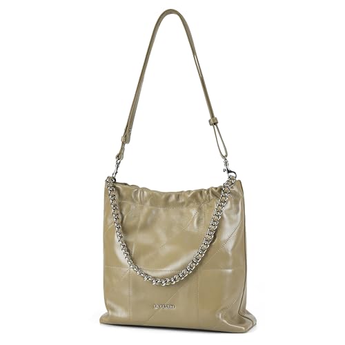 LA FESTIN Split Leather Shoulder Bag for Women with Adjustable Strap, Chain Detail, Elegant Women's Crossbody Handbags