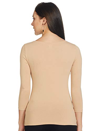 Image of Marks & Spencer Womens Solid Cotton Blend Boat Neck Slim Fit T-Shirt