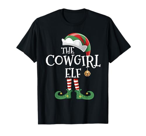 Xmas Cowgirl Elf Matching Family Group Christmas Elf Funny T-Shirt