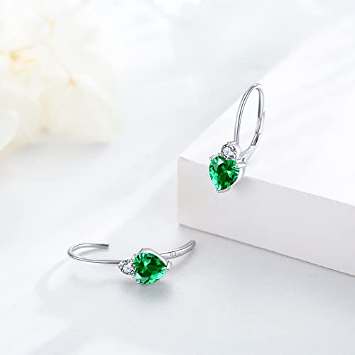 May Birthstone Earrings Dangle Sterling Silver Leverback Green Earrings Peridot Birthstone Dangle Earrings May Birthstone Jewelry Earrings Gifts For Women Girls Mom Mother's Day #TOP3