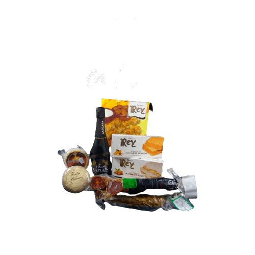Cesta de Regalo para Empresas con Cava Vía de la Plata, Torta de la Serena, Chorizo Ibérico de Bellota, Mazapán Artesano – Corazón Extremeño