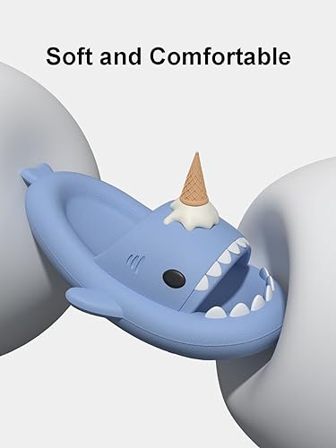 Zureto Shark Slides with 3D Funny Fins, Unisex Cloudy Shark Slippers, Eva Open Toe Shower Pool Beach Shoes3