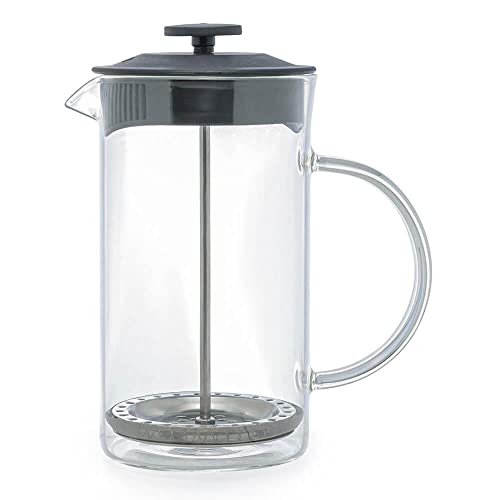 LYOR - Cafeteira Prensa Francesa de Vidro Borossilicato e Tampa de Plástico Lyon Preta 600ml