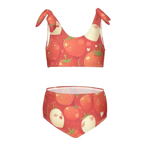 KLL Tomatoes Red Girl Two Pieces Bikini Sets Quick-Dry Swimsuits Swimwear Cute Shoulder Strap