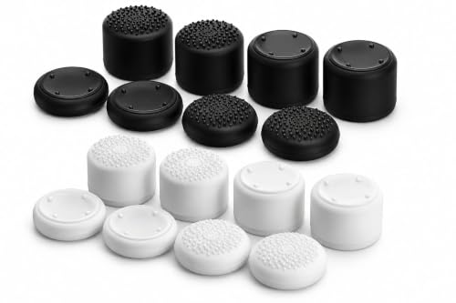Image of GET IN THE GAME Thumb Grips 8 PCS Black Silicone FPS Thumb Grips Set - Set of 2 Black & White