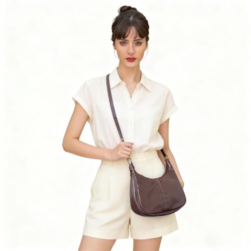 Image of Eiyye Small Hobo Bag for Women Crescent Shoulder Purse Vegan Leather Brown Purse