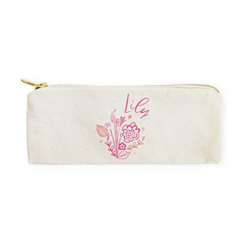 Image of The Cotton & Canvas Co. Personalized Name Pink Floral Small Cosmetic Case and Travel Pouch for Office and On the Go