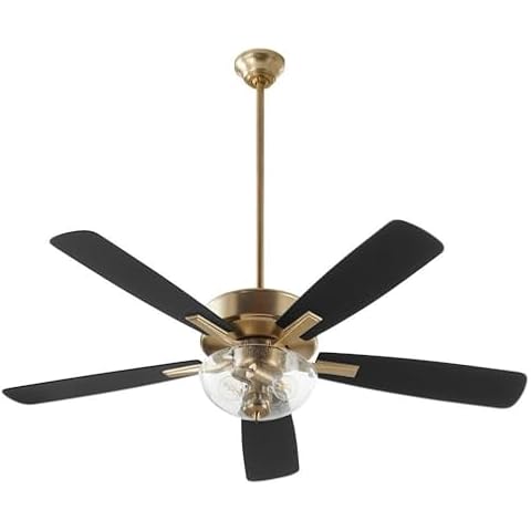 Quorum 4525-2280 Ovation 52" Ceiling Fan with Lights, Aged Brass Cover