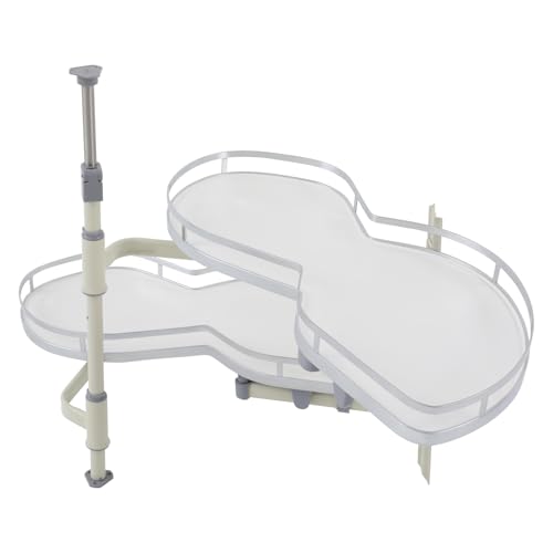 Swing Left Blind Corner Cabinet Organizer, 2-Tier Left Pull Out Kitchen Organizers for 30-inch Width Blind Cabinet, Adjustable Height, Soft Close, Withstand 33 lbs (Carbon Steel, White)