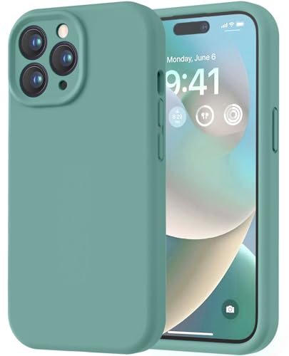 Image of LOVE 3000 Designed for iPhone 14 Pro Case, Premium Silicone with [Soft Anti-Scratch Microfiber Lining] Shockproof Protective Phone Case for Holsters 6.1 inch, Pine Green