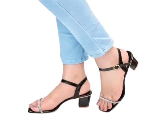 Women's Block Heel Sandals – Leather Heels with Strap|FK_811_WHITE HEEL-P1-image-8