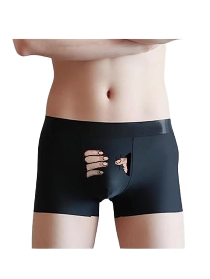 hetx Men's Black Boxer Briefs, Nylon, Funny Hand Print, Ultra Soft Knit, Hipster Style-picture-38