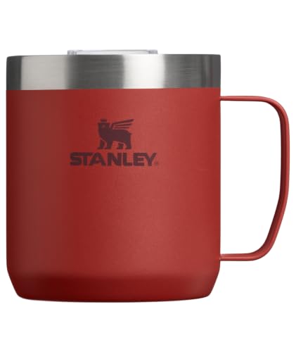 Image of STANLEY Everyday Camp Mug 12 oz | Drink Through Lid | Cup for Coffee, Tea and Drinks | Insulated Stainless Steel Coffee Mug | BPA-Free | Red Brick