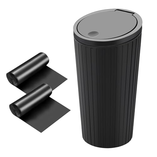 Aevorant Cubo de Basura para Coche con Tapa | Mini Papelera Impermeable para Portavasos y Puertas - Incluye 2 Rollos de Bolsas, Ideal como Accesorio Coche Interior y Gadget Viaje