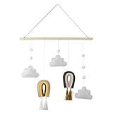 💖Krippe mobile für jungen und mädchen,1Pc Crabstick Rainbow Hanging Decor Quasten Filz Anhänger Cloud Design Wanddekoration
