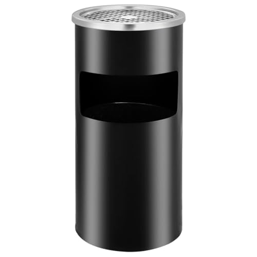 vidaXL Papelera con Cenicero de Pared Sitio Público Cubo Basura Hotel Restaurante Entrada Acero Negro 26 L