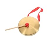 LRXIYODE Traditioneller Chinesischer Messing gong mit Holzschlägel und Rotem Aufhängeband Reiner Klang Vielseitig für Ethnorchester Bühnenauftritte Feiern und Musikunterricht