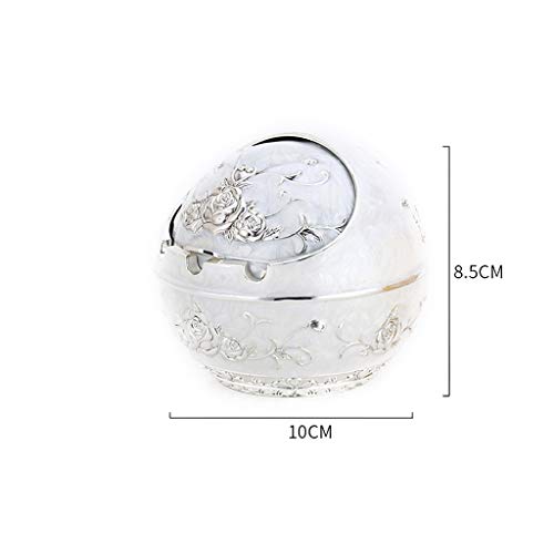 Kmgjc Cenicero a Prueba de Viento de la Vendimia con Tapa - Tridimensional Relieve patrón de cenicero de Escritorio Ceniza de cigarro de Cigarrillo Uso Exterior e Interior (Bronce) (Color : B)