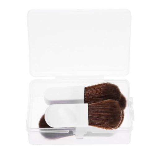 LALADEFIEE Juego de 5 Pinceles Planos para Rubor Mini Mango Corto Ergonómico Cerdas Suaves Marrón Kit de Brochas Profesionales para Maquillaje Portátil y Accesorios Cosméticos para Uso