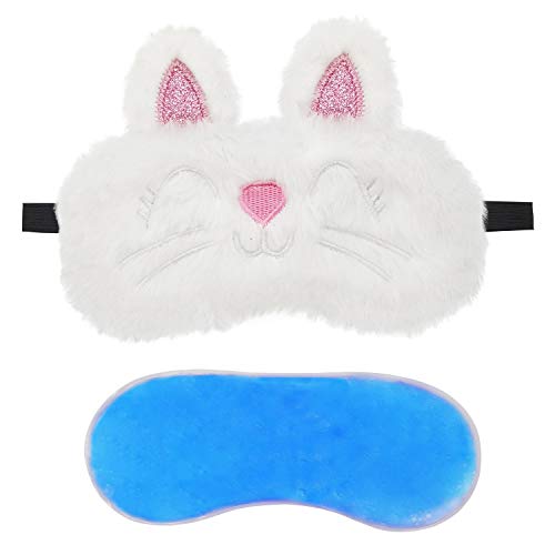 Image of Jenna Sleeping Eye Mask for Sleeping for Women Sleep Mask Blind Fold Eye Cover for Sleep Soft Plush Frog Eye Mask for Kids and Adults Eyemask Lightweight & Durable (FurCat-Gel)