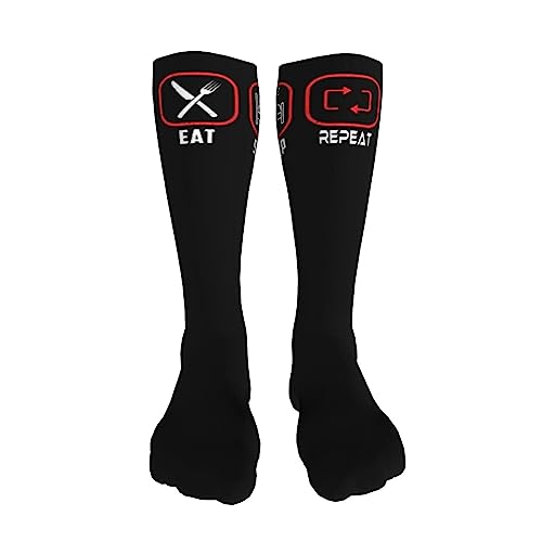 Eat Sleep Repeat Knee High Socks For Women Long Tube Socks Athletic Compression Socks Unisex High Socks Girls3