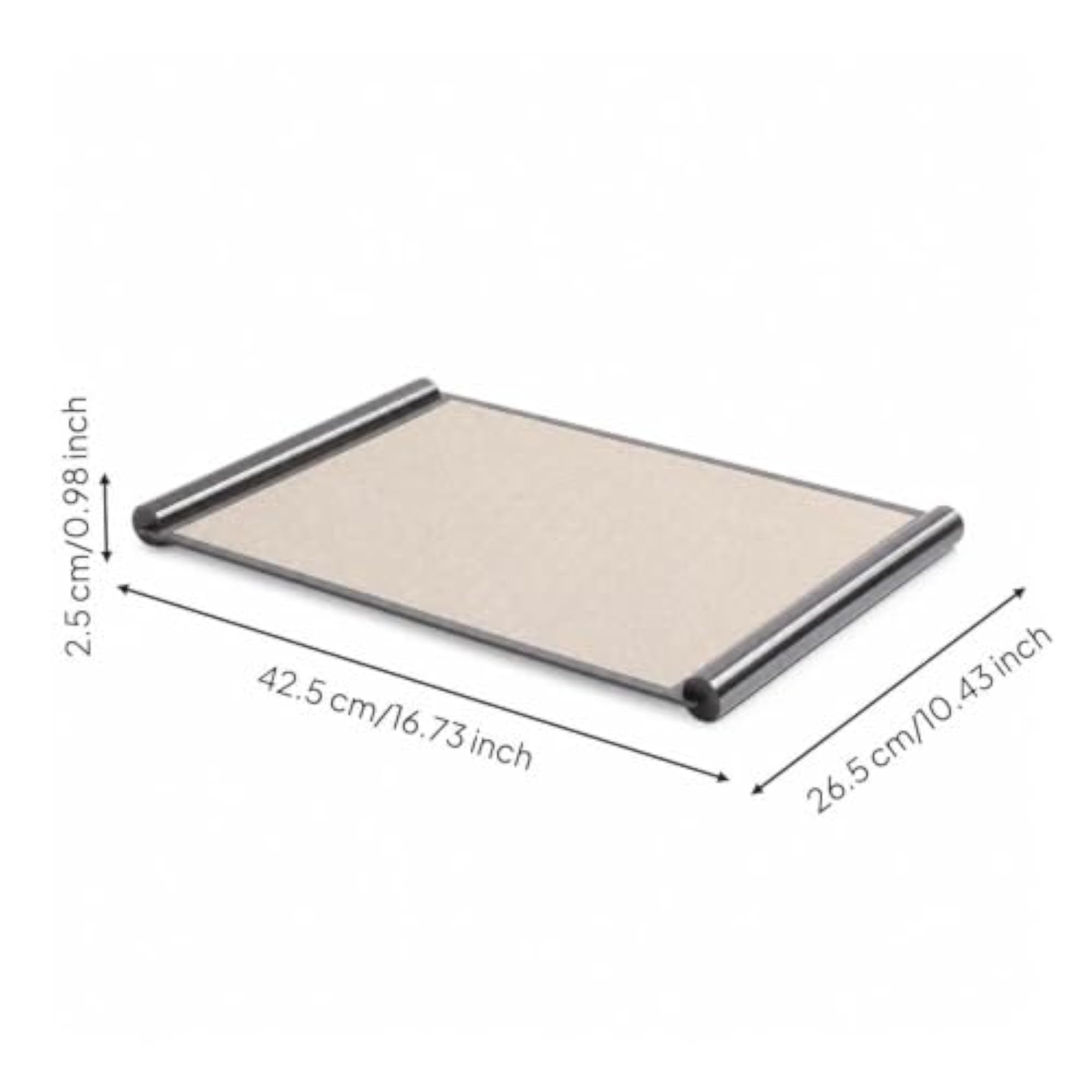 Textured Rectangular Leather Tray with Metal Frame