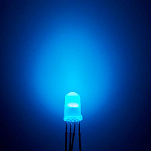 Chanzon 100 pcs 5mm RGB Multicolor Diffused LED Diode Lights Common Cathode(Frosted Round Tricolor) 4 pin Bright Lighting Bulb Lamps Electronics Components Indicator Light Emitting Diodes