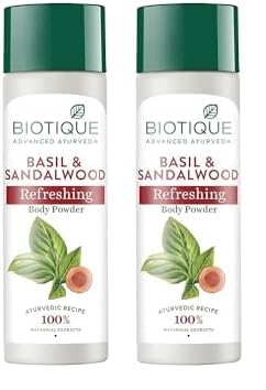 Image of Biotique Basil And Sandalwood Refreshing Body Powder| Ayurvedic And Organically Pure |100% Botanical Extracts | 150G for All (Pack of 2)