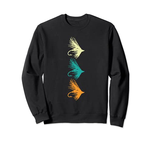 Vintage Retro Fly Fishing Lure Anglers Sweatshirt, Black