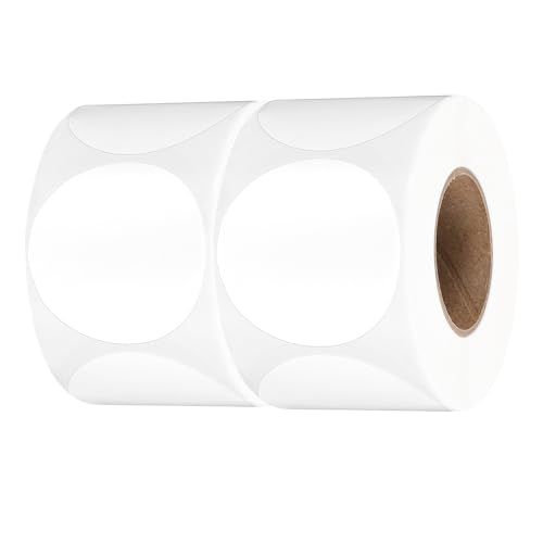 Étiquettes autocollantes thermiques rondes 5cm PATIKIL 2 rouleaux de 1200 pièces blanches pour imprimante