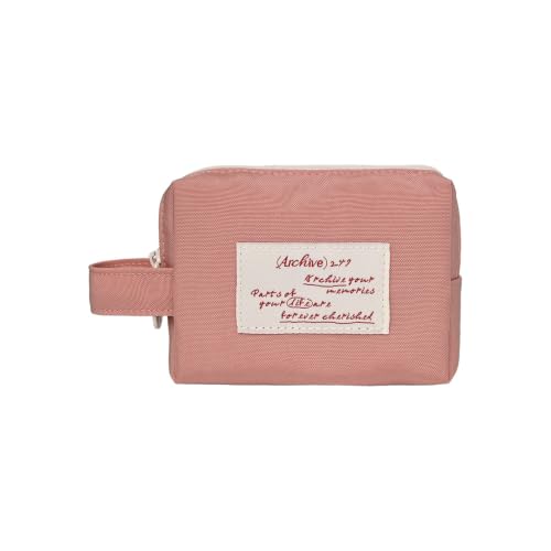 Image of Monolike Archive 247 Handy Pouch, Pink - Small Nylon Pouch, Portable Cosmetic & Toiletry Case, Tech Cable Organizer, Daily Storage Bag