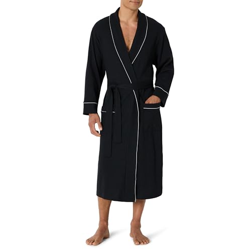 Amazon Essentials Herren Leichter Waffel-Bademantel (Erhältlich In Den Größen Schwer Und Groß), Schwarz, M-L Amazon Essentials Herren Leichter Waffel-Bademantel (Erhältlich In Den Größen Schwer Und Groß), Schwarz, M-L