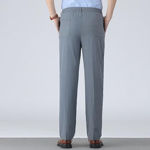 Pants for Men Casual Stylish Elastic Waist Relax Fit Straight Leg Dress Pant Comfy Lightweight Business Work Trousers4