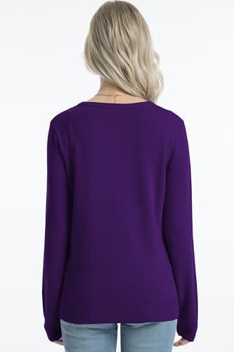 Image of QUALFORT Women's 100% Cotton Lightweight Cardigans Long Sleeve Knitted Button Down Sweater