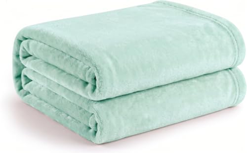 Image of Cotton Bolls Textiles Cozy Plush AC Blanket for Single Bed, Lightweight All Season Blanket, Ultra Soft Blanket for AC Room, Mild Winter, Can Be Used as Bedsheet in Winter, 90x90 Inches, Green