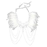 HOOLRZI Collar vintage de cadena de hombro con perlas y diseño de cuero para accesorios de boda y eventos formales, cadena corporal de perlas