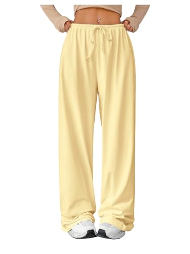 Verdusa Women's Loose Wide Leg Sweatpants Elastic Drawstring Waist Casual Long Pants