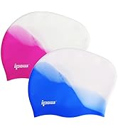 ipow Hochwertige Silikon Badekappe Bademütze Badehaube für Lange Haare gesund und warm Swin Cap