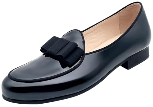Image of Justar Men's Black Tuxedo Shoes Belgian Loafers Slip-on Patent Leather Dress Shoes Prom Shoes