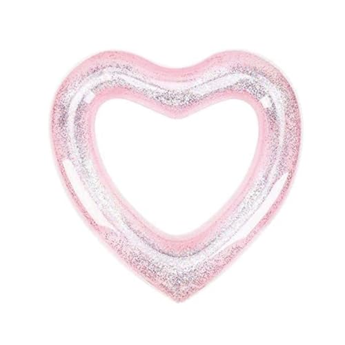 HANABASS Inflatable Heart Shaped Pool Float Glitter Swimming Ring for Beach Pool and Lake Fun Lightweight for Parties and Outdoor Water Activities