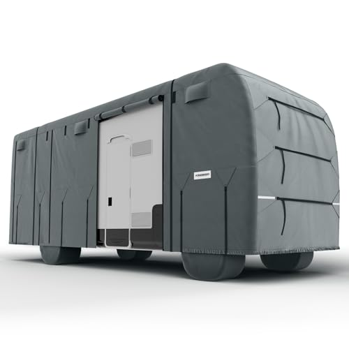 KING BIRD RV Cover, Heavy Duty Snow Protection, Fits 30-33ft Class A Motorhome, with Adhesive Repair Patches,Windproof Straps&Tire Covers