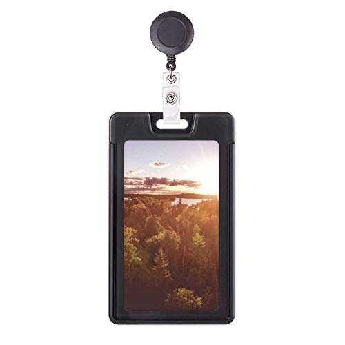Porte-badge rétractable robuste avec enrouleur à motif de paysage sylvestre