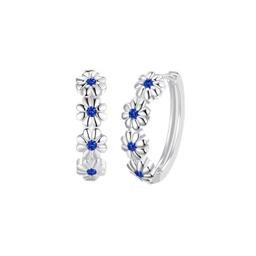 Daisy Flower Earrings For Women, Birth Flower Birthstone Hoop Earrings For Daughter Mother Mom, Sterling S925 Silver, I Think Of You Every Daisy